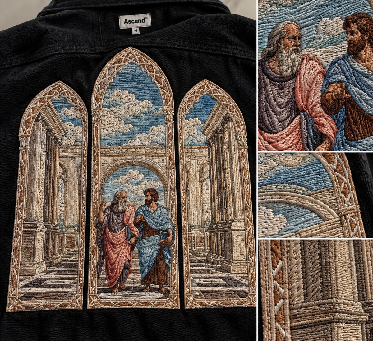 School of Athens Embroidered Jacket in Black by Ascend
